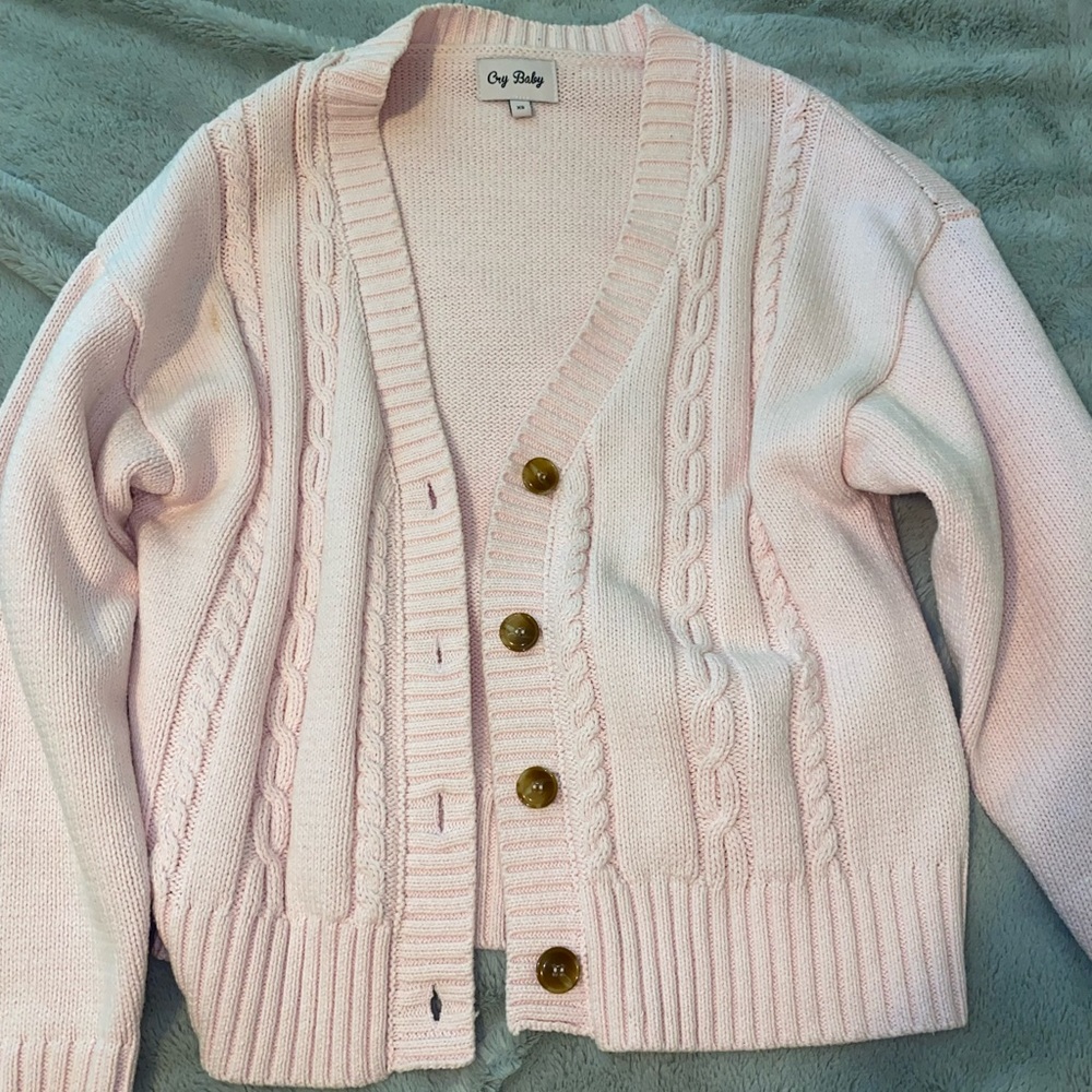 Crybaby Light  Baby Pink Cardigan Sweater